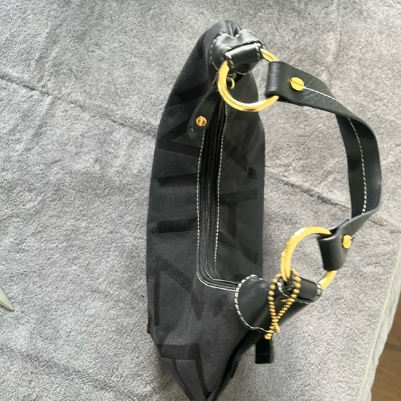 Isaac Mizrahi Black Hobo Bag with Gold Hardware - Picture 3 of 6